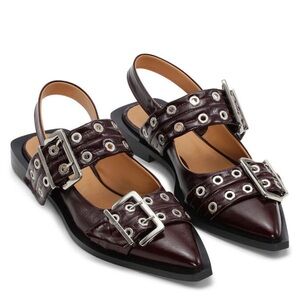 Ganni Ballet Flats - Feminine Buckle Ballerinas